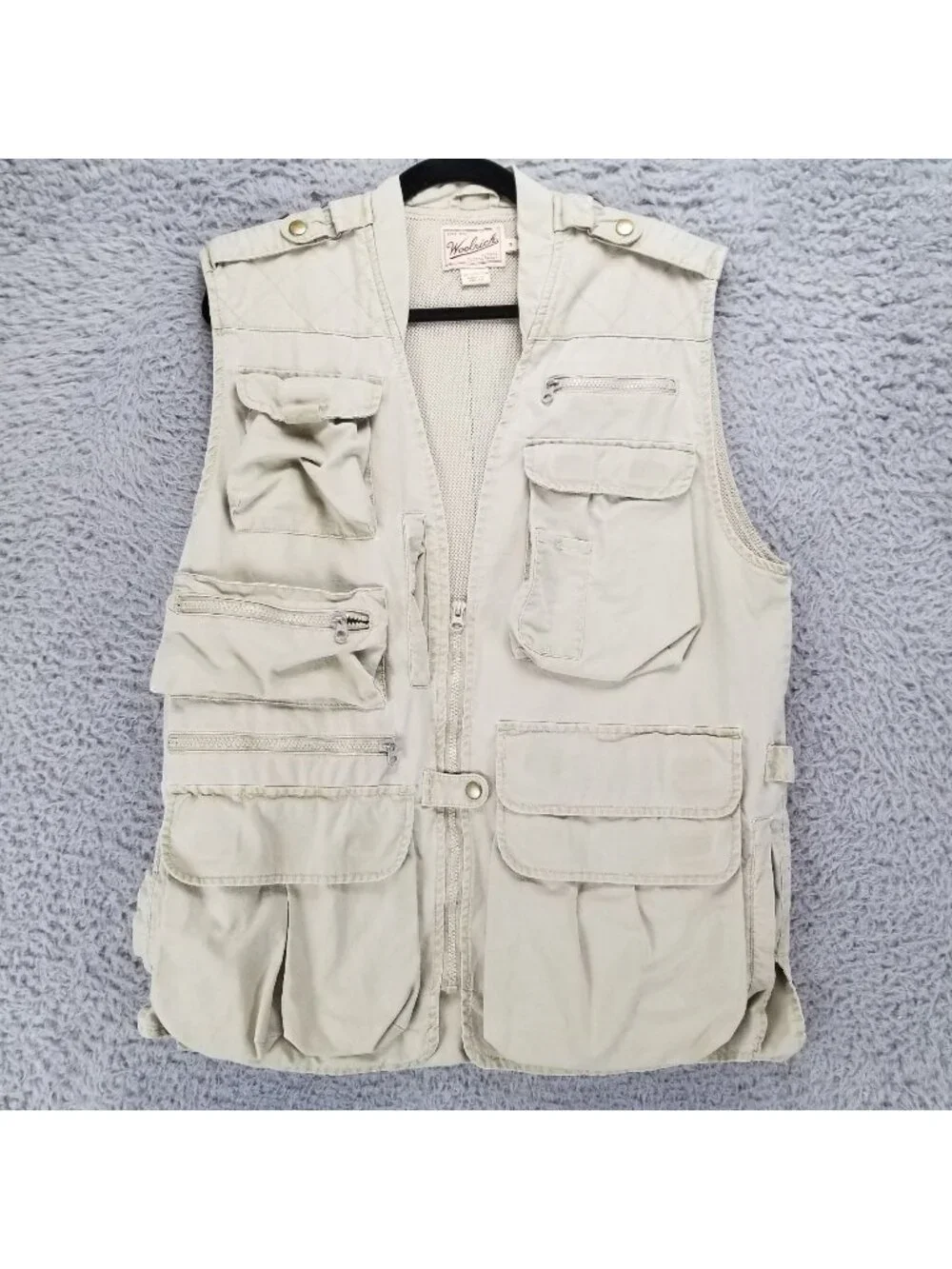 Woolrich Jacket Mens Medium Tan 100% Cotton Fishing Gorpcore Vest